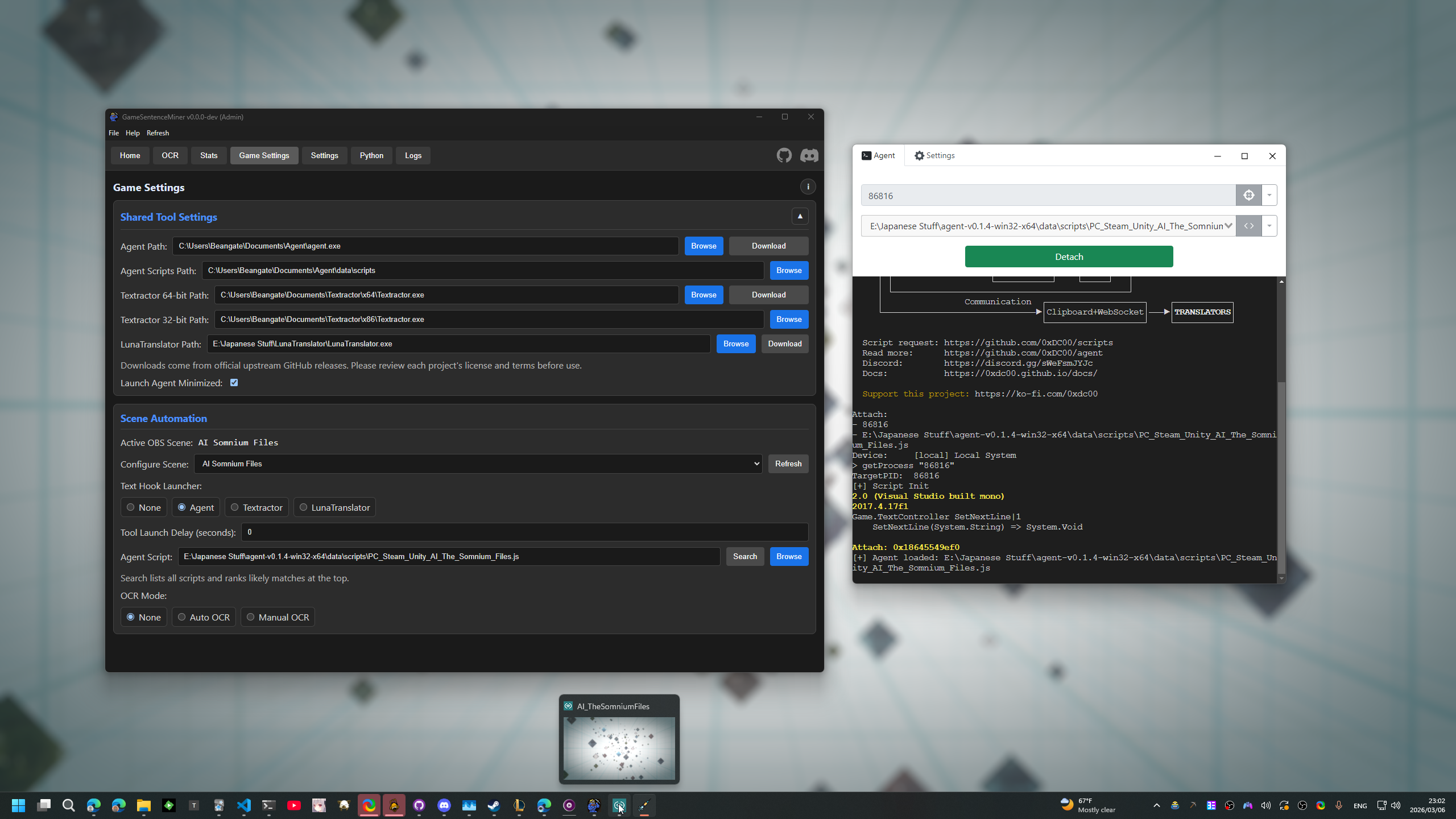 Agent auto-launching for a game