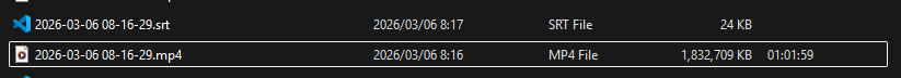 SRT subtitle file alongside video file